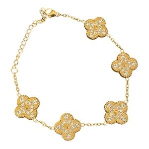 Fashion Clover Bling and MOP Chain Bracelet
